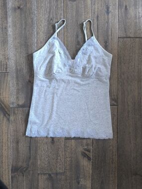Light Gray Lace-Trim Camisole Tank